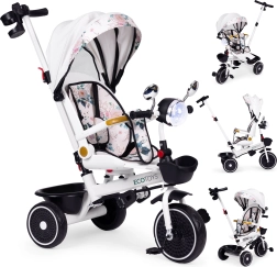 Children's tricycle with swivel seat, parent handle and canopy ECOTOYS