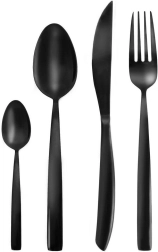 Луксозен черен неръждаем прибор за 6 души, 24 части ORION Black Luxury