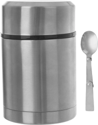 Stainless steel food thermos 650 ml with folding spoon ORION