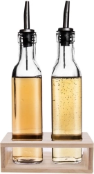 Стъклени дозатори за олио и оцет в стойка 2×300 мл