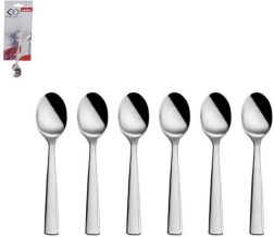 Set of 6 stainless steel espresso spoons