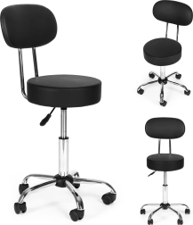 Въртящ се стол с облегалка, регулируем по височина, черен MODERNHOME