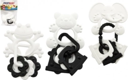 Гризалка животни с висулки, черно-бяла, 9 см