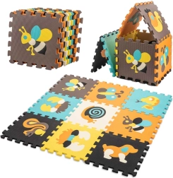 Пенена образователна постелка пъзел с животни 85 × 85 см, 9 части