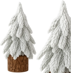 Decorative tabletop Christmas tree with snow effect on wooden trunk 30 cm