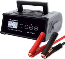 Интелигентно импулсно зарядно за автомобилни акумулатори 12/24 V 25 A с LCD и ремонт (Repair) – Qoltec