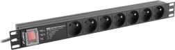 Rack Power Strip 19" 1U, 7 outlets, 16 A, surge protection, 2 m cable – LANBERG