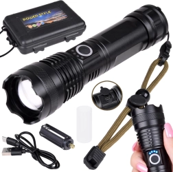 Мощен LED фенер с USB зареждане, водоустойчив, с мащабиране (ZOOM)