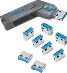 Logilink блокатори за USB портове с ключ, комплект 8 броя