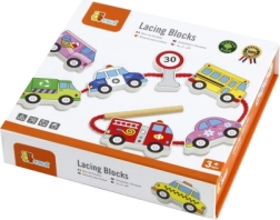 Viga дървена нанизваща се Montessori комплект превозни средства