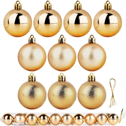 Gold shatterproof Christmas baubles 5 cm, set of 10
