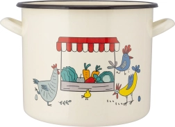Enamel stock pot for broth Kurki, cream, 10 l with lid