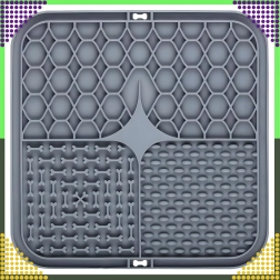 Силиконова подложка за облизване за кучета и котки, антистрес забавяща, сива 20 × 20 см