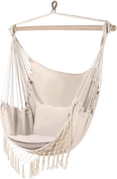 Висящ бразилски стол с възглавници Gardlov – Бежов