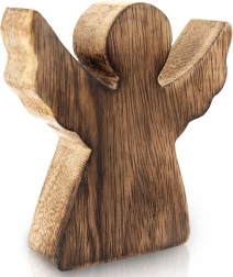 Wooden Christmas figurine angel made of mango wood 15 cm