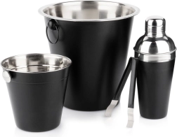 Bar set with stainless steel shaker, black, 4-piece