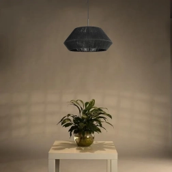 Hanging light made of natural rattan 50 cm, black