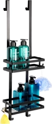 Hanging metal shower shelf, black 23 × 10.5 × 75 cm