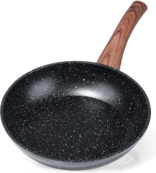 Granite Frying Pan Black & Wood 20 cm