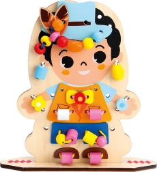 Bino забавно обличане – дървена нанизваща игра за деца