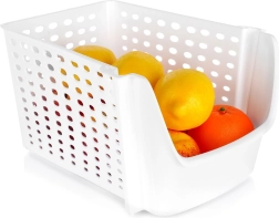 White perforated basket for fruit and vegetables 29 × 21 × 16 cm