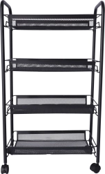 Баня и кухненски рафт с четири просторни полици - черен