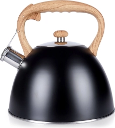 Whistling stainless steel stovetop kettle 3 L, black Vilde