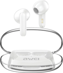 Безжични слушалки AWEI T85 с Bluetooth 5.3, TWS и ENC – бели