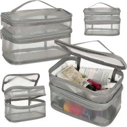 Сива пътна козметична чантичка