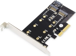 PCIe адаптер за M.2 NGFF/NVMe SSD за SATA и NVMe