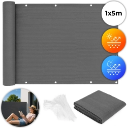 Параван за балкон 100x500 см с монтажни аксесоари, сив MultiGarden