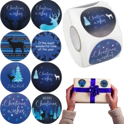 Коледни стикери на ролка 500 броя