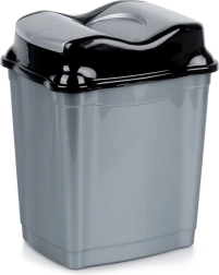 Plastic Waste Bin with Swing Lid, 9 L, Gray