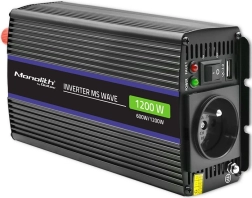 Преобразувател на напрежение QOLTEC Monolith 1200 MS Wave 12V към 230V, 600/1200 W с USB