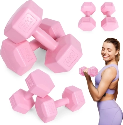 Set of Hex Dumbbells 2×5 kg, Pink – ModernHome