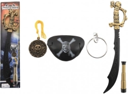 Пиратски комплект пластмасов меч с аксесоари 58 см на карта