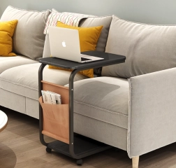 Мобилна конференционна/масичка до диван на колелца – черна