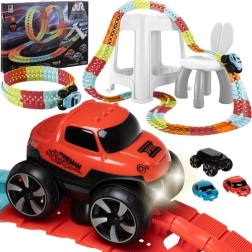 Flexible race track with LED battery-powered car, 192 pieces