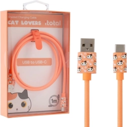 USB‑C charging cable with orange cat