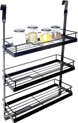 Окачен кухненски рафт за релинг, метален, черен RADKA 32 × 11 × 46 см