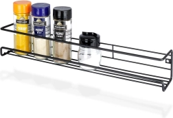 Метална стенна етажерка за подправки, черна