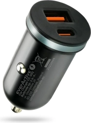EverActive CC-30Q 35 W car charger with USB-A QC 3.0 and USB‑C PD, black