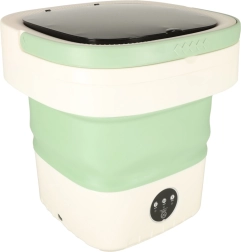 Сгъваема мини пералня 12 l – преносима пътна пералня в зелено-бяло