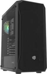 PC кутия Fury Shobo SH4 RGB Midi Tower, черна, със страничен панел от закалено стъкло