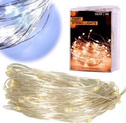 LED тел светлинна коледна декоративна украса, студенобяла – 5 m