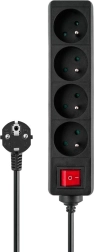 Savio extension power strip with 4 sockets, 3 m, with switch