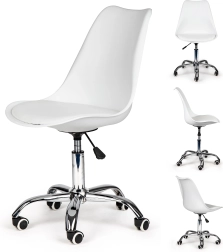 Въртящ се офис стол с бяла възглавница ModernHome