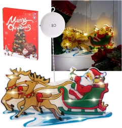 Висяща LED декорация за прозорец с вендуза – Св. Николай с подаръци – Шейна