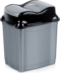 Plastic Waste Bin 5 L with Swing Lid, Gray
