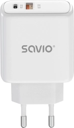 20 W SAVIO LA-12 Wall Charger with USB-C PD and USB-A QC